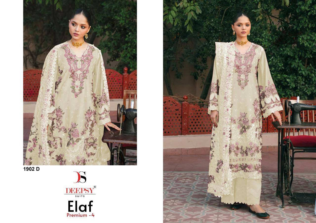 ELAF  Premium-4 Luxury Lawn 1902 by  DEEPSY SUITS 1902A To 1902D Series Designer Suits Pure cotton Pakistani Dresses At Wholesale Price